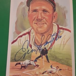 Enos Slaughter HOF Vintage MLB Baseball Art Print authentic Autographed